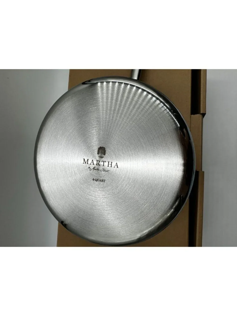 NIB Martha Stewart 4 Qt Tri-Ply Stainless Steel Sauce Pan w/Lid New In Box